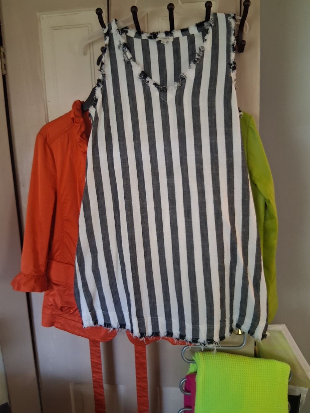 Umgee Black and White Striped Sleeveless Tunic Dress